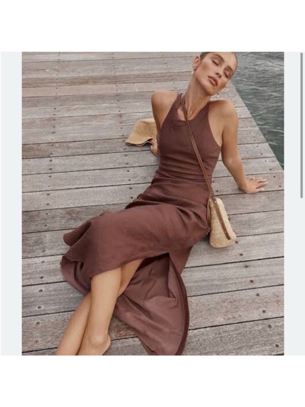 DISSH Andrea Chocolate Linen Dress semi open back size 6